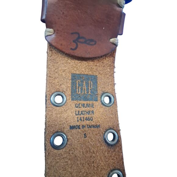 Y2k Gap Gromet Genuine Leather 2" Belt Women's Small Grungecore Distressed Prep - Picture 7 of 9